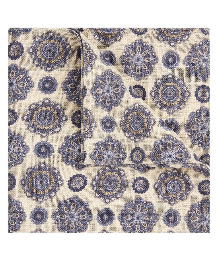 Camel linen-blend pocket square