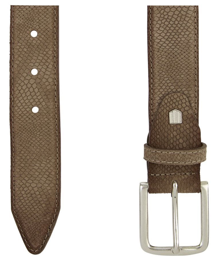 Light brown embossed suede belt