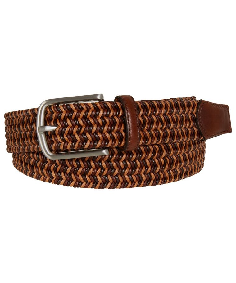 Brown leather elasticated belt