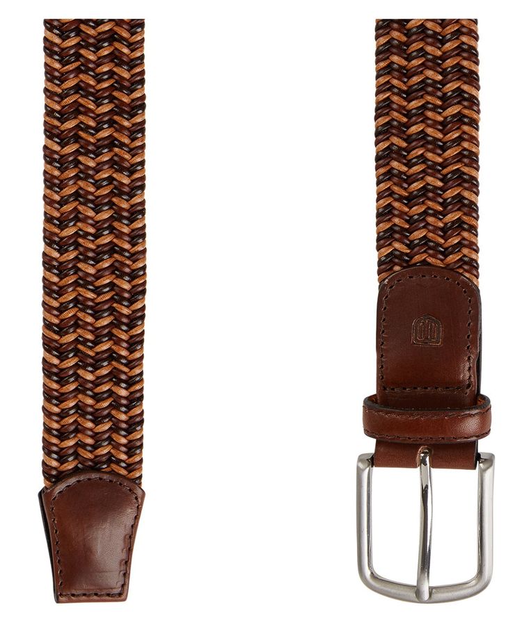 Brown leather elasticated belt