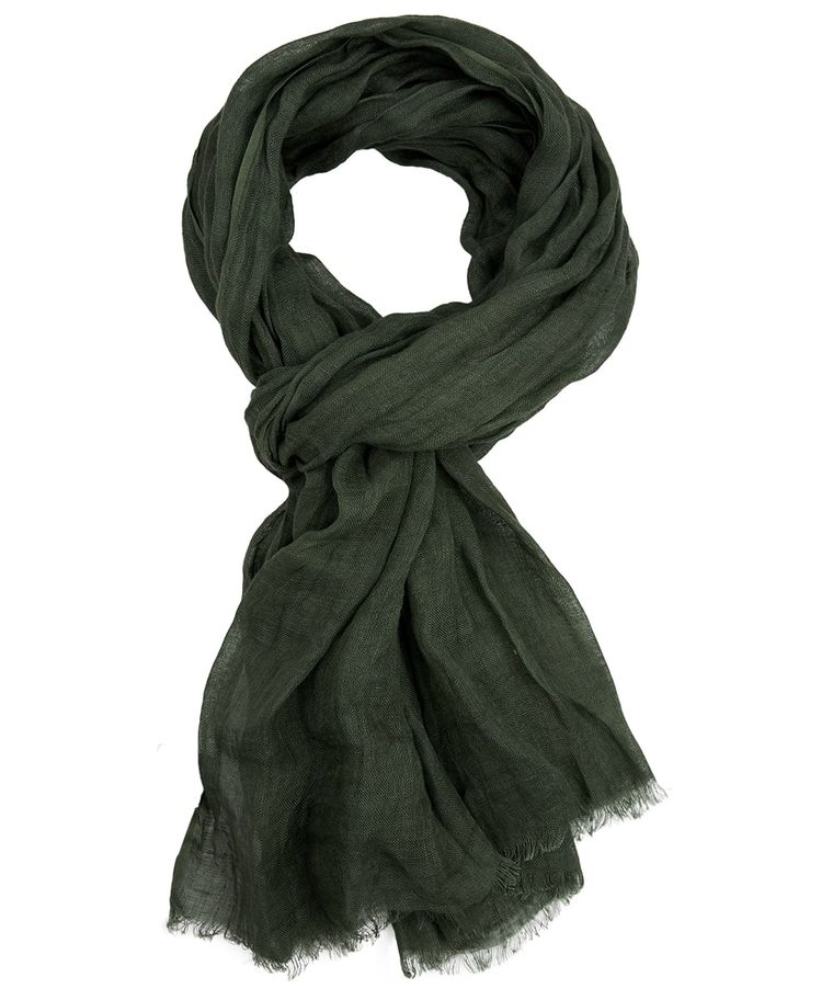 Green solid linen scarf