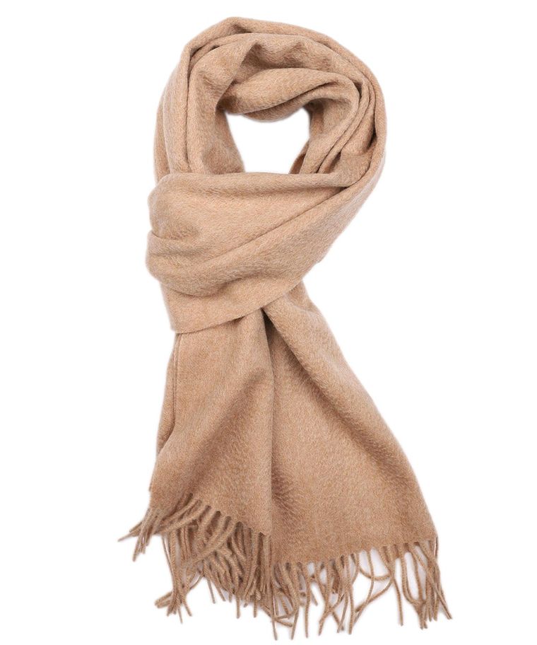 Camel oversized woolen scarf