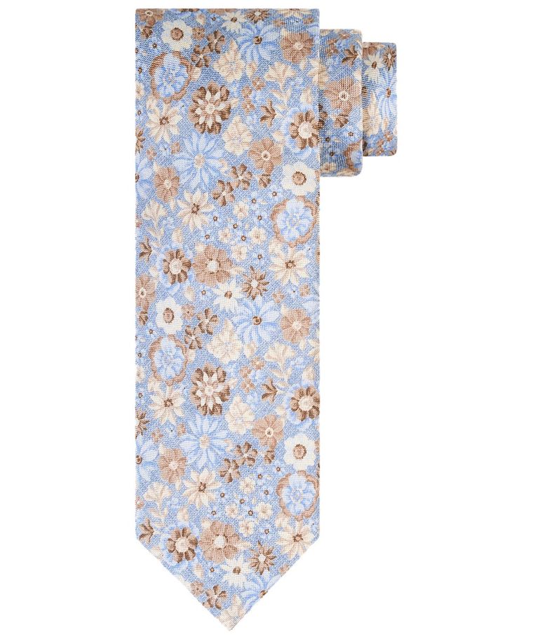 Blue silk floral print tie