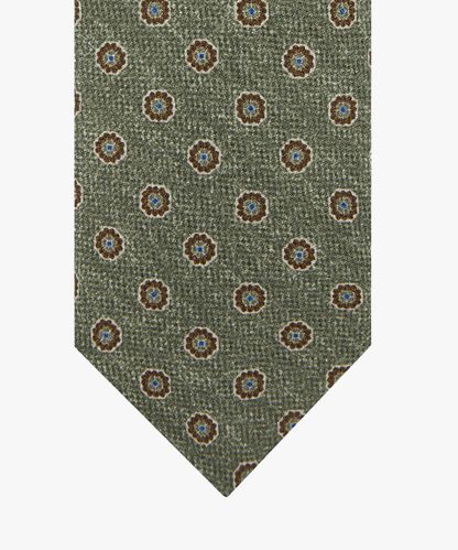 PROFUOMO Green silk print tie