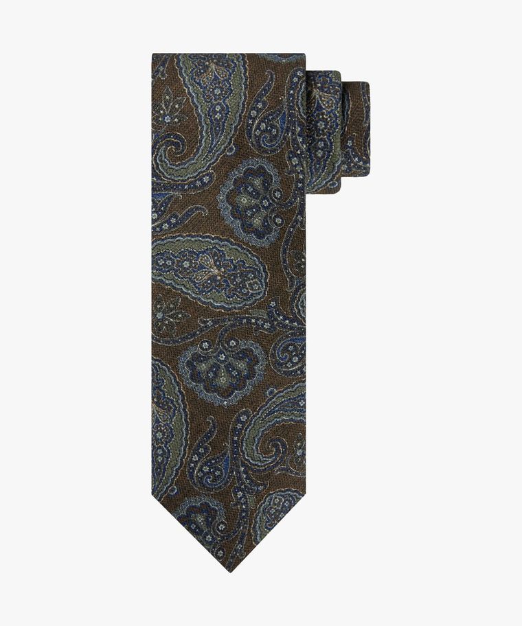 Olive green paisley tie 