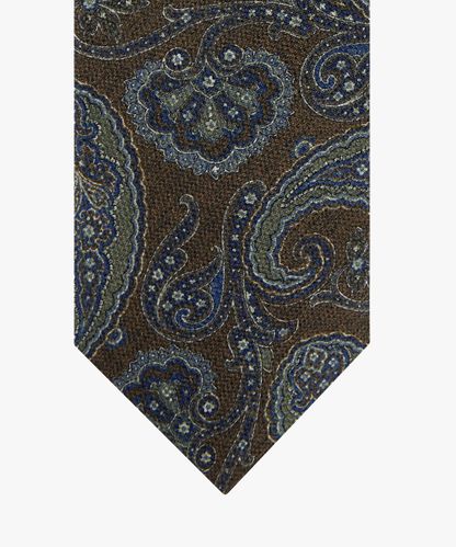 PROFUOMO Olivgrüne Paisley-Krawatte
