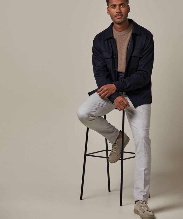 Navy wol knitted overshirt