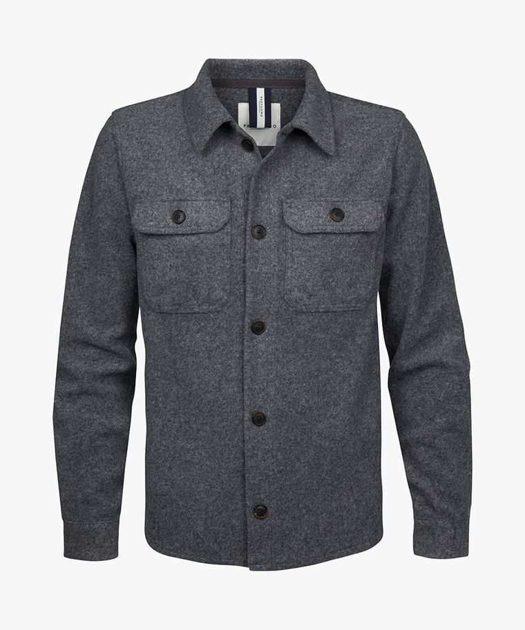 Grey boiled wool overshirt