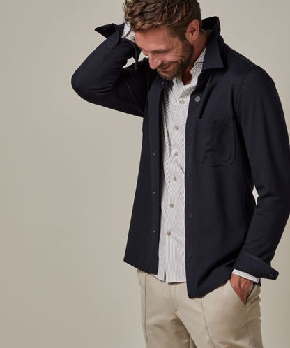 PROFUOMO Navy tech knitted overshirt