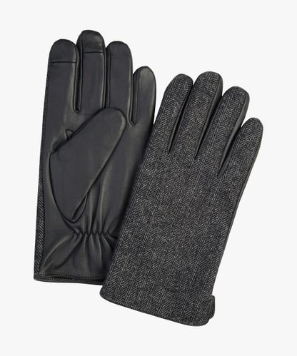 PROFUOMO Anthrazitfarbene Handschuhe aus Wolle und Leder
