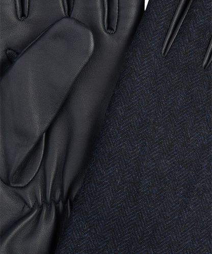 PROFUOMO Marineblaue Handschuhe aus Wolle und Leder