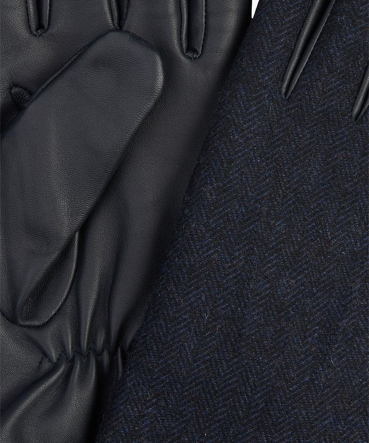 Marineblaue Handschuhe aus Wolle und Leder