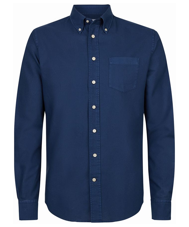 Navy casual button down overhemd