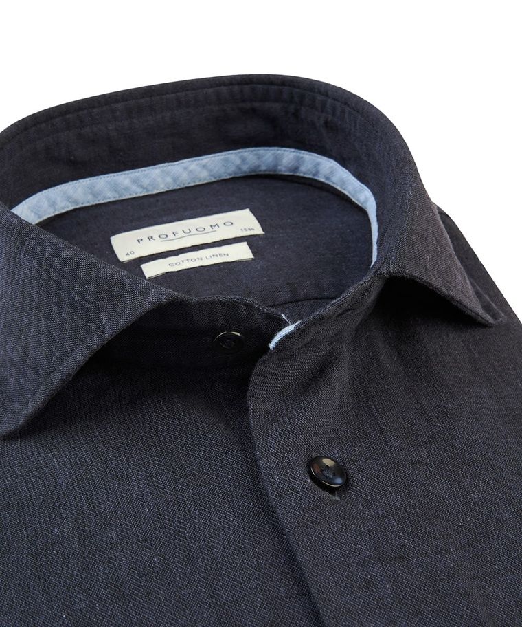 Navy linen-cotton shirt