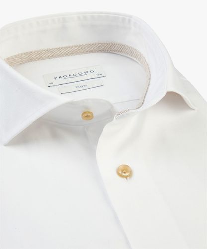 Profuomo White twill travel shirt