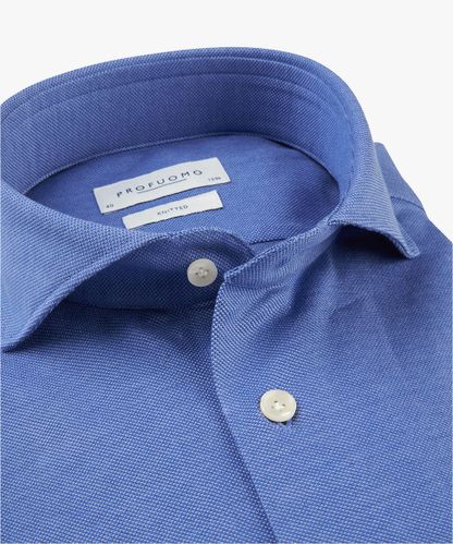 PROFUOMO Blaues Piqué-Hemd