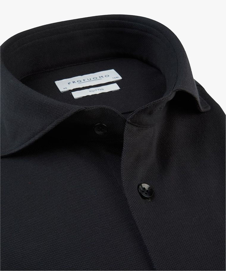 Schwarzes Piqué-Hemd