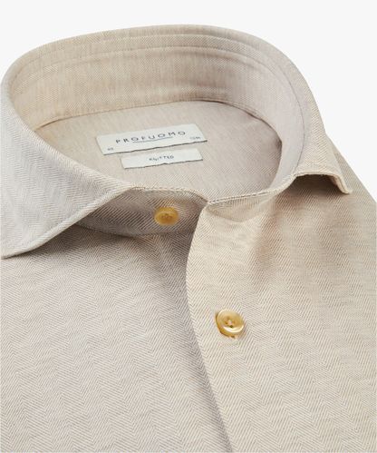 Profuomo Beige knitted overhemd