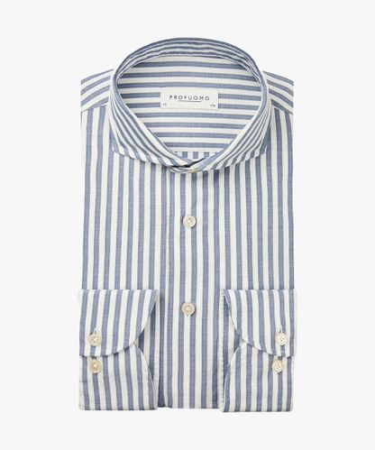 PROFUOMO Blue striped dobby shirt
