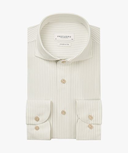 PROFUOMO Grey striped Japanese knitted shirt