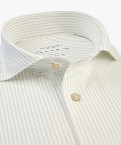PROFUOMO Grey striped Japanese knitted shirt