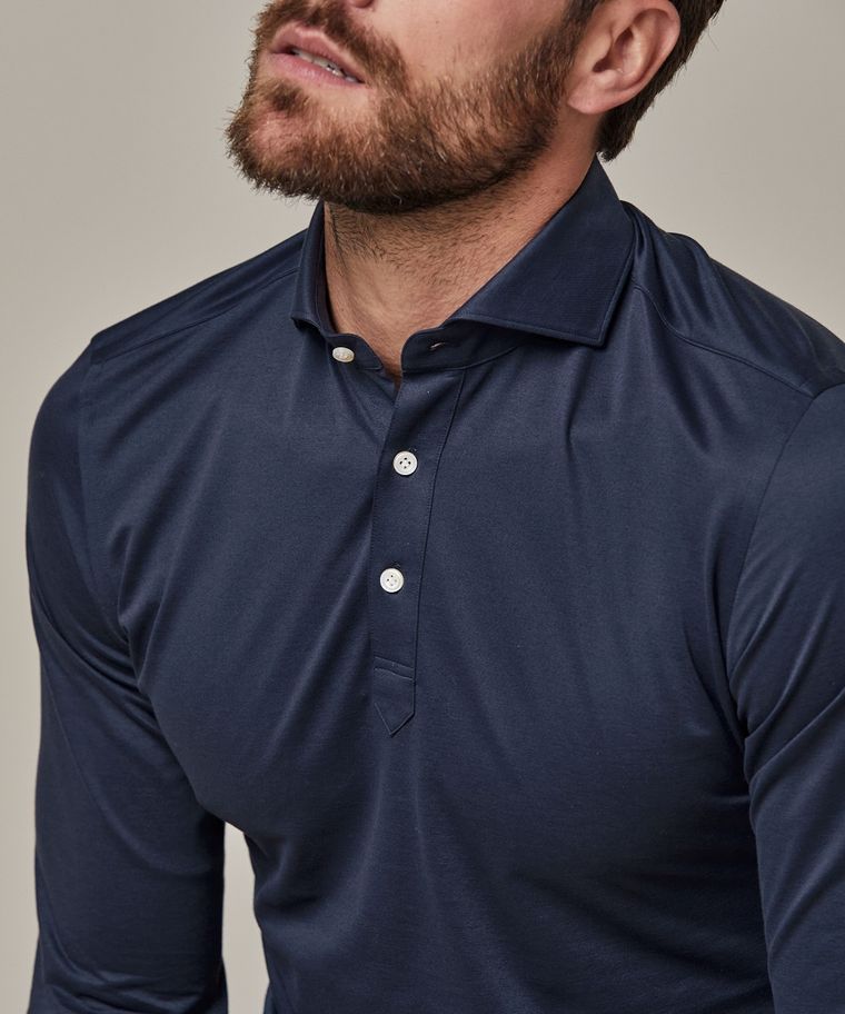 Navy Japanese knitted polo shirt