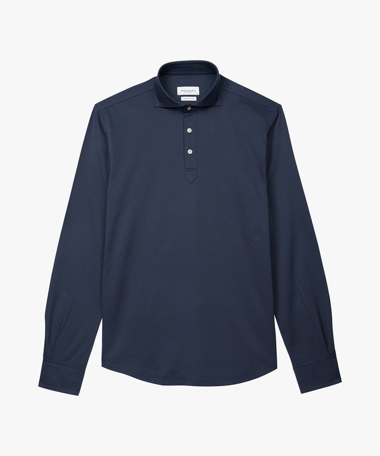 Navy Japanese knitted polo shirt