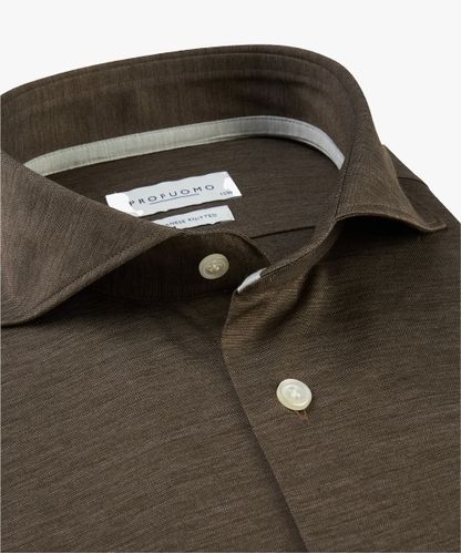 PROFUOMO Brown Japanese knitted shirt