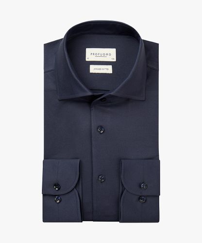 PROFUOMO Navy Japanese knitted one-piece shirt
