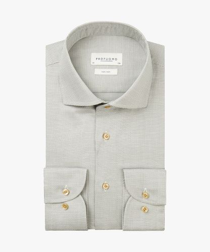 PROFUOMO Green dobby structure shirt