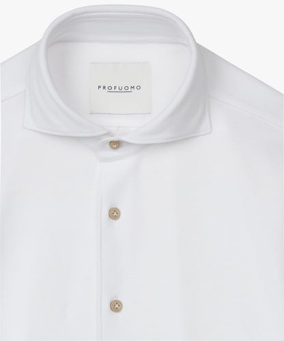 PROFUOMO Weißes casual Piqué-Hemd