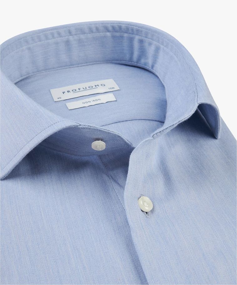 Blauw herringbone overhemd