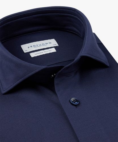 Profuomo Navy Japanese knitted overhemd