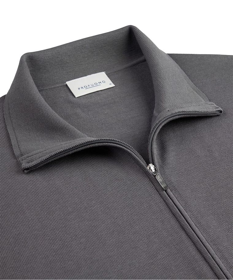 Grey silk-cotton cardigan