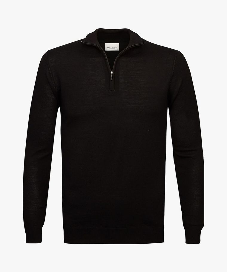 Black merino half zip pullover