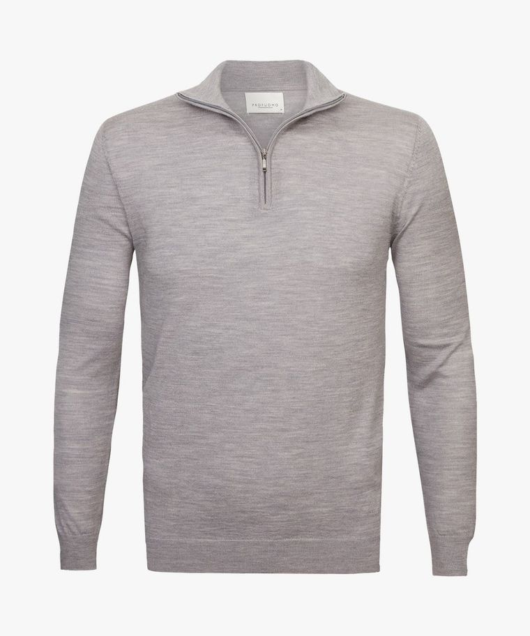 Grey merino half zip pullover
