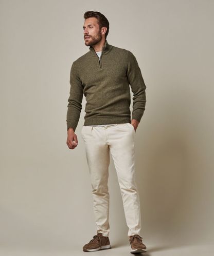 PROFUOMO Grüner Half Zip-Pullover aus Wolle