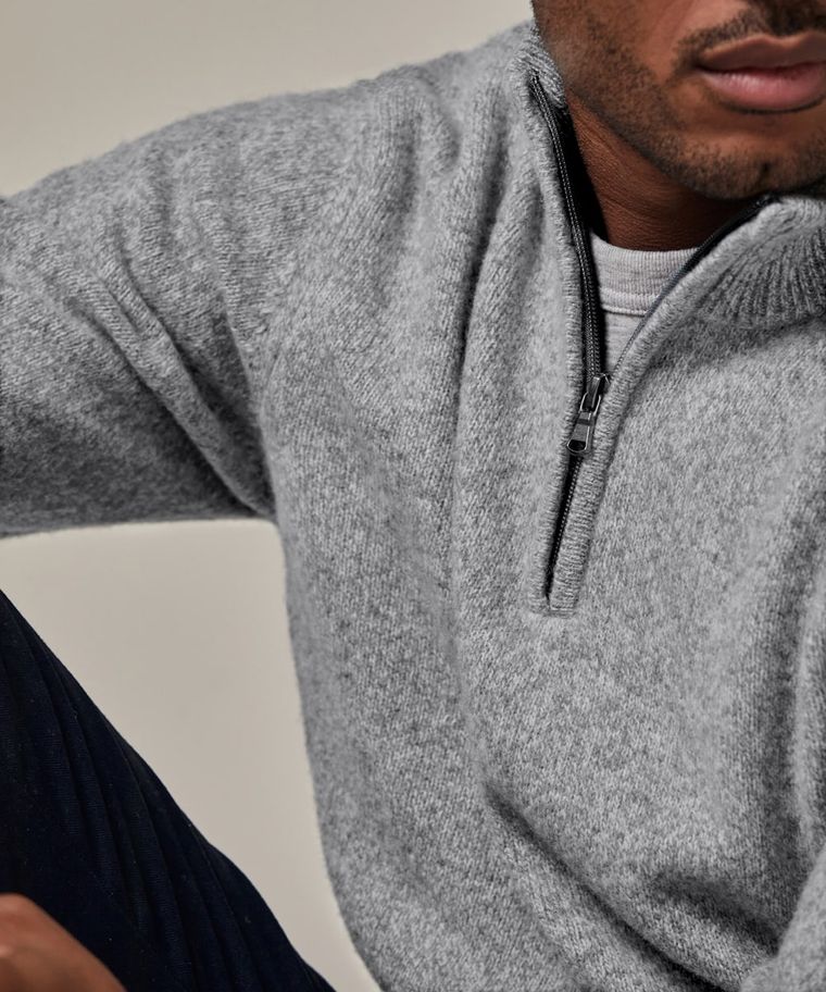 Grey wollen half zip pullover