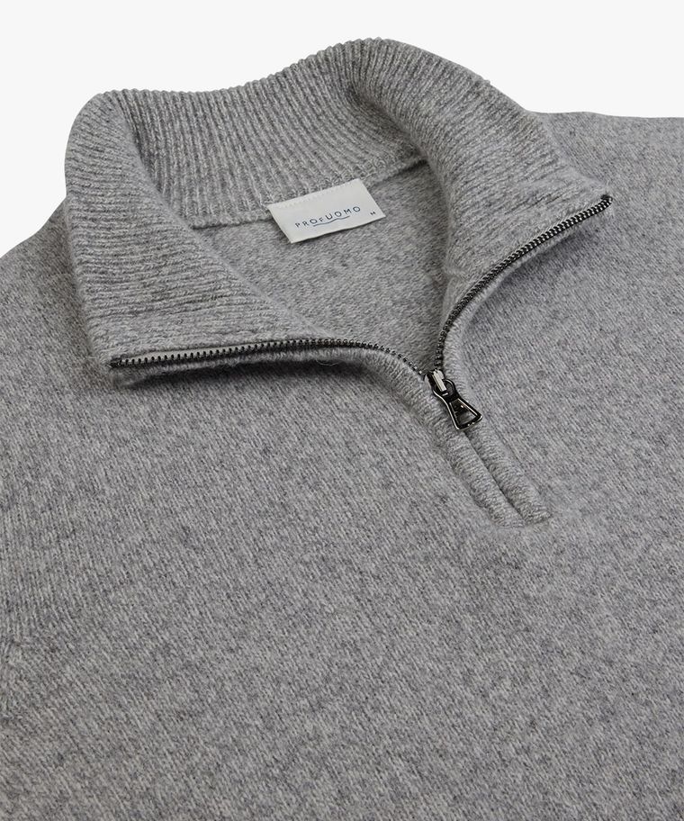 Grey wollen half zip pullover