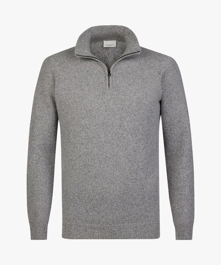Grey woolen half zip pullover