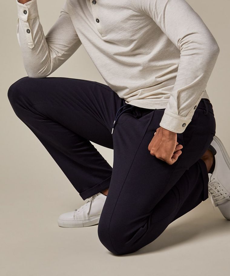 Navy tech knitted sportcord trousers