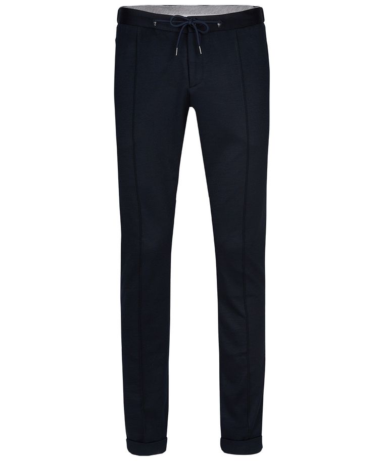 Navy knitted sportcord trousers