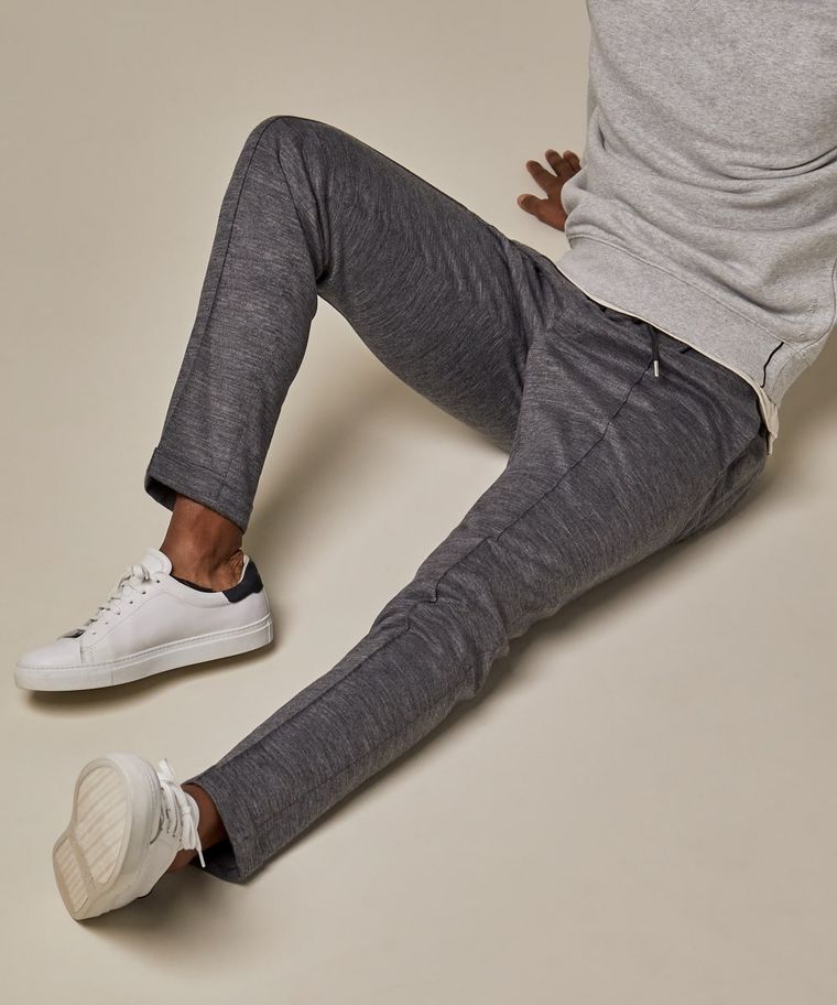 Grey wool knitted sportcord trousers
