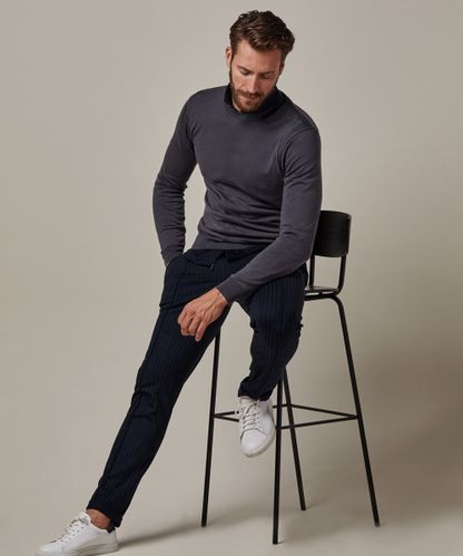Profuomo Navy tech knitted sportcord broek