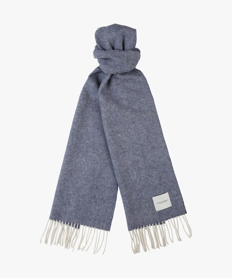 Middenblauw lamswollen sjaal