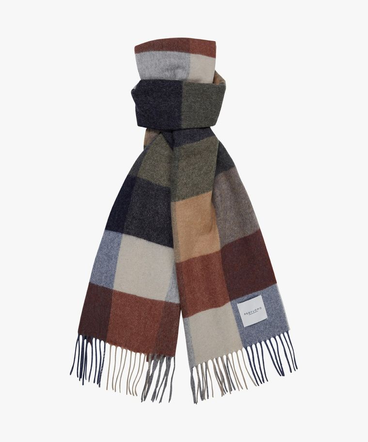 Rust brown checked lambswool scarf