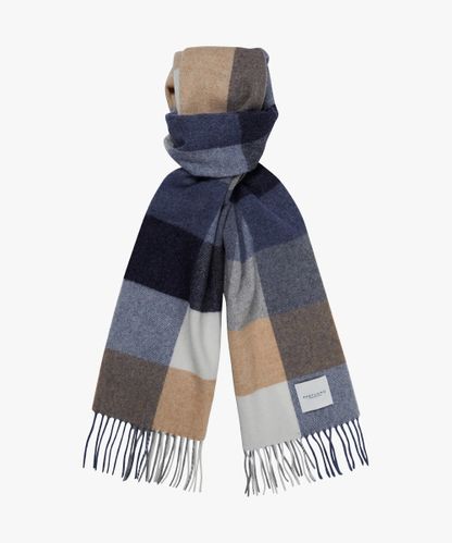 PROFUOMO Blue checked lambswool scarf
