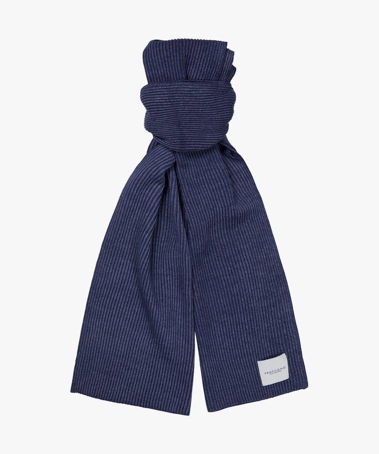 Middenblauw wollen knitted sjaal