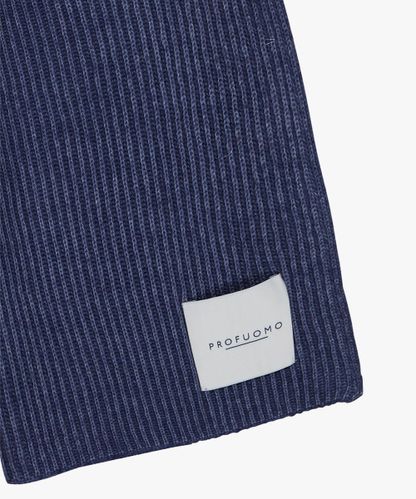 Profuomo Middenblauw wollen knitted sjaal