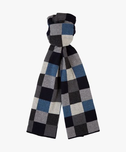 PROFUOMO Navy wool knitted scarf